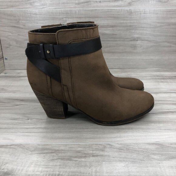 Franco Sarto Ankle Boots Womens 8M Dotty Brown Leather Zip Booties - Picture 2 of 11